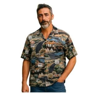 Pacific Legend Route 66 Casual Shirt Mens Size 3XL Multicolor Made In Hawaii USA